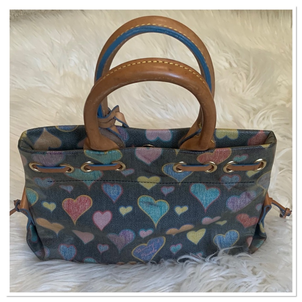 Dooney & Bourke Vintage Y2K Tiny Tassel Scribble Hearts Tote Multicolor - Picture 5 of 12